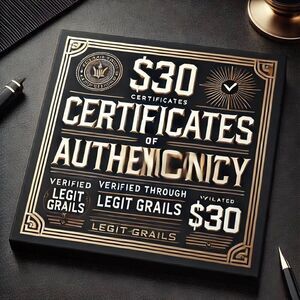 Certificate of Authenticity for Single Items